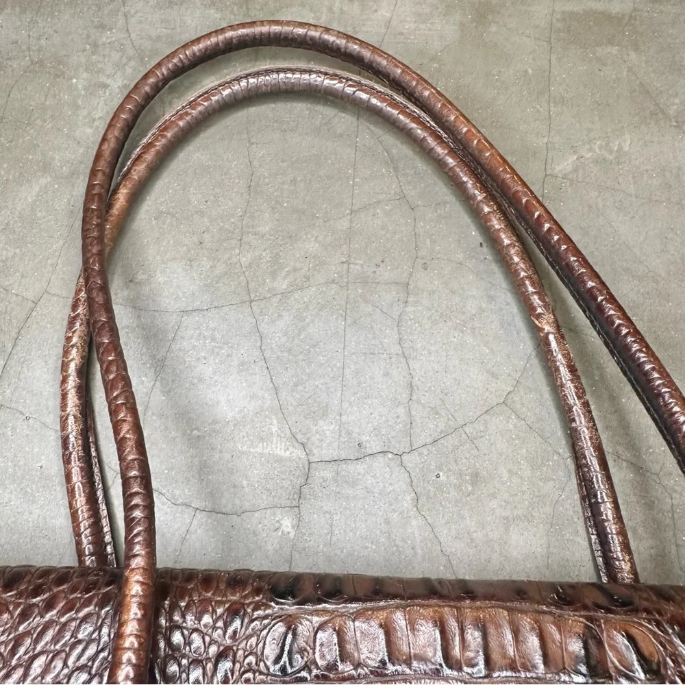 Brahmin Vintage Tuscany Collection Croc Embossed Leather Satchel/Handbag